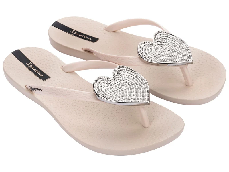 Ipanema Maxi-Herz-Sandalen für Damen – Silber-Elfenbein-Punkt