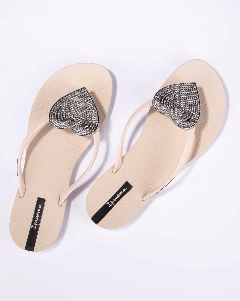 Ipanema Maxi-Herz-Sandalen für Damen – Silber-Elfenbein-Punkt