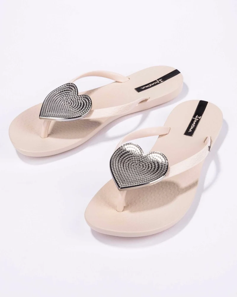 Ipanema Maxi-Herz-Sandalen für Damen – Silber-Elfenbein-Punkt