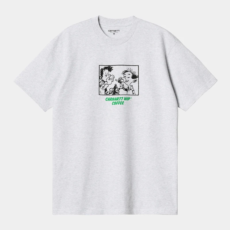 Carhartt WIP Herren Carhartt WIP WIP Coffee Kurzarm-Bio-T-Shirt – Ash Heather