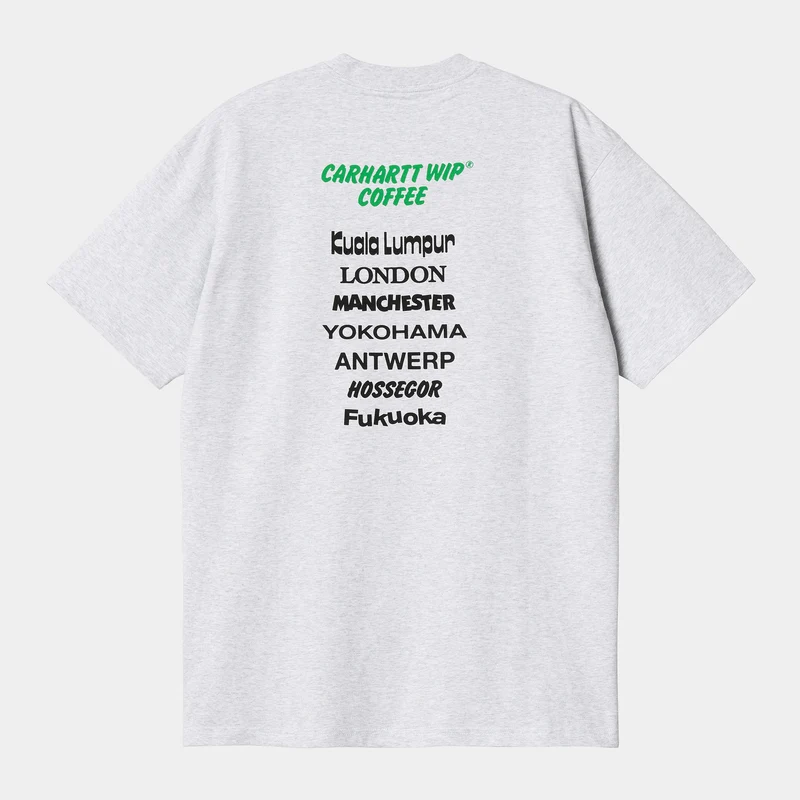 Carhartt WIP Herren Carhartt WIP WIP Coffee Kurzarm-Bio-T-Shirt – Ash Heather