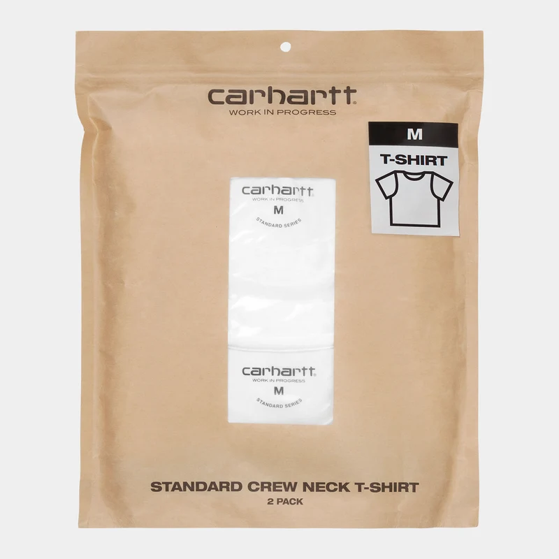 Carhartt WIP Herren Standard-Kurzarm-T-Shirt mit Rundhalsausschnitt (2er-Pack) – Weiß