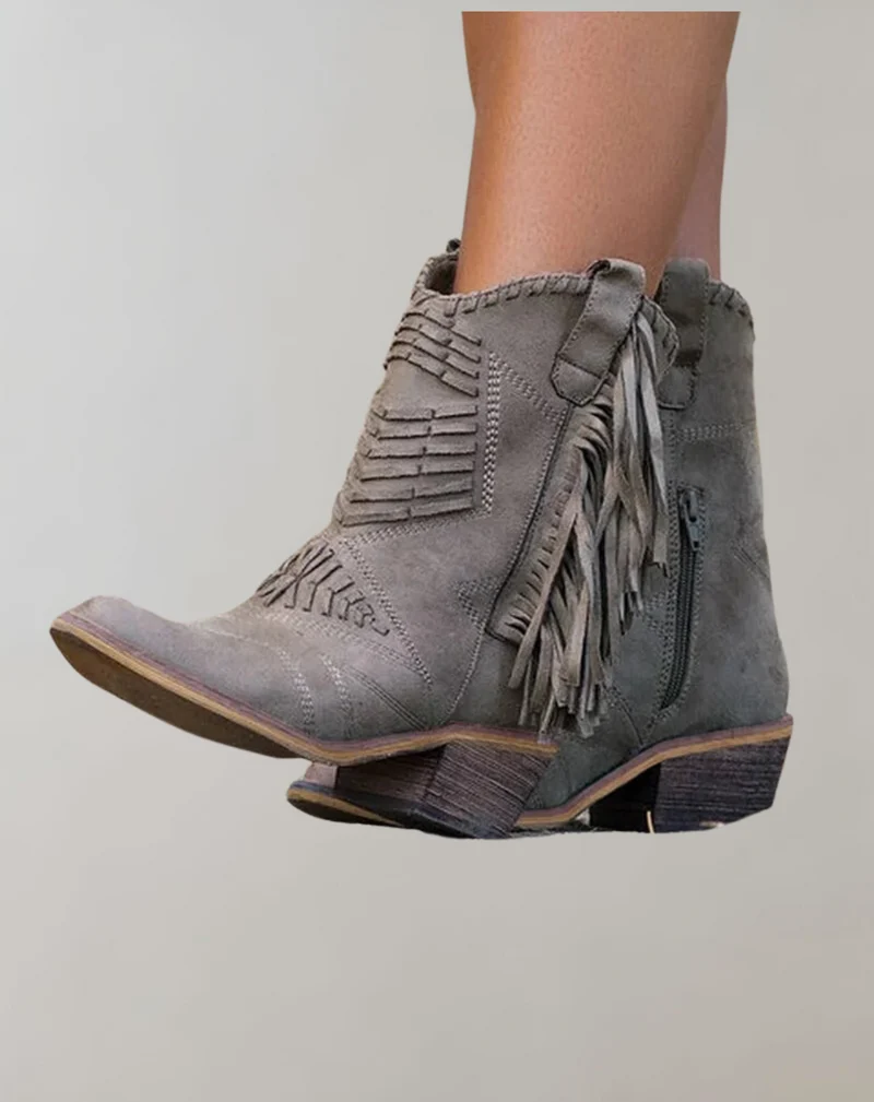 Stilvolle Damen Stiefel mit Fransen - Selena