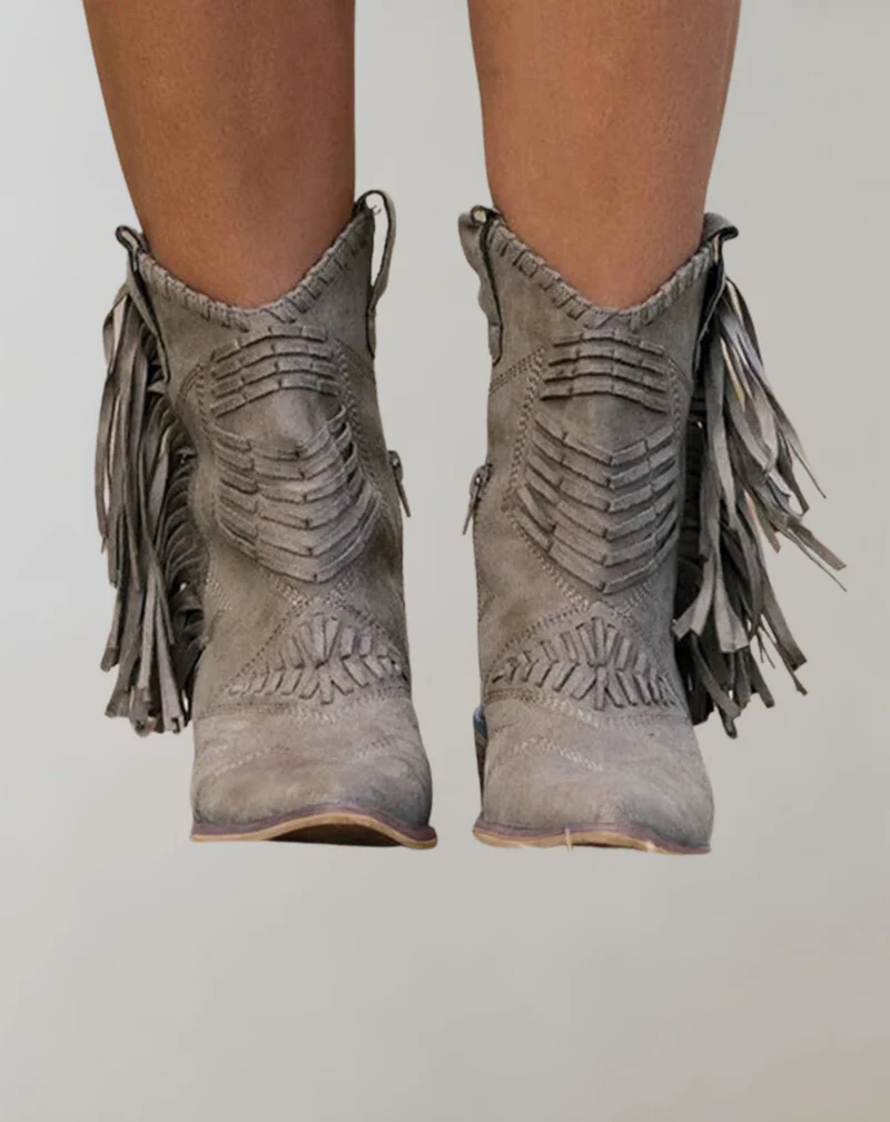 Stilvolle Damen Stiefel mit Fransen - Selena