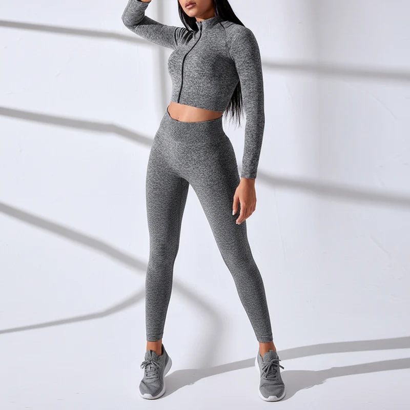 Langarm Crop Top Set - FitAura