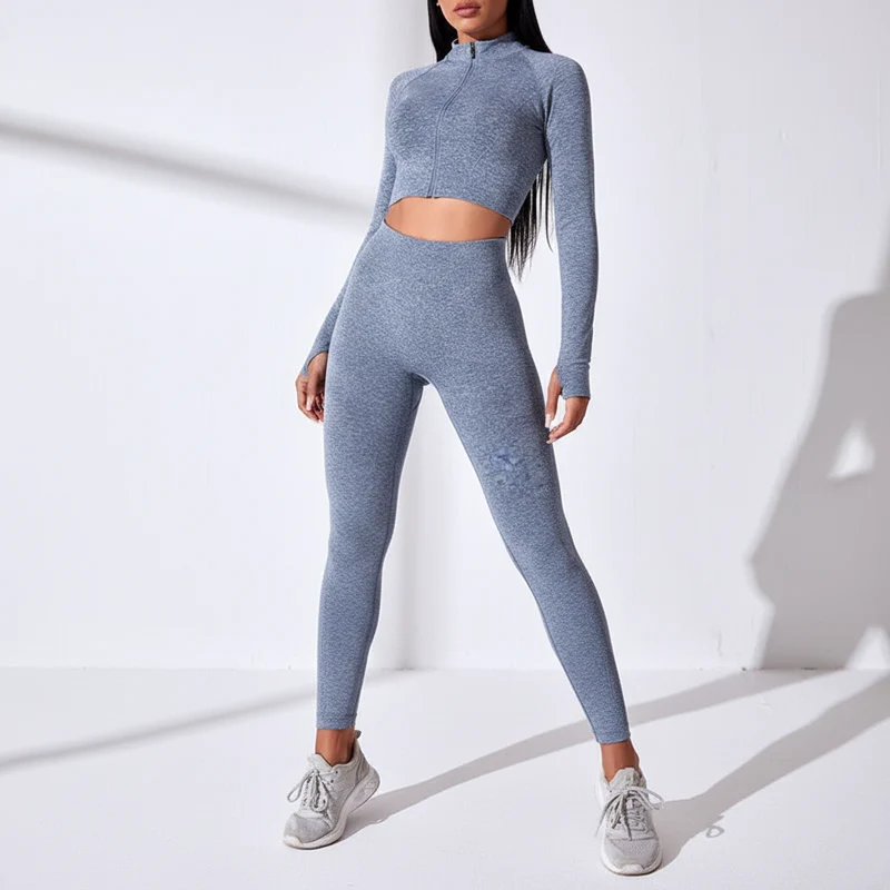 Langarm Crop Top Set - FitAura