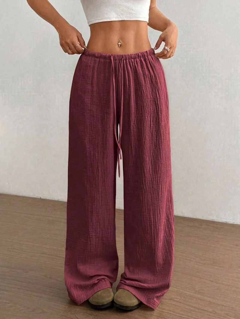 Svenja | Damen Weite Hose Elastischer Bund Kordelzug