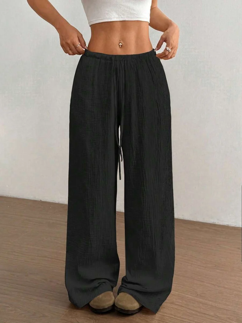 Svenja | Damen Weite Hose Elastischer Bund Kordelzug