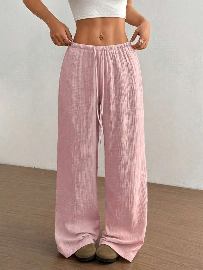 Svenja | Damen Weite Hose Elastischer Bund Kordelzug
