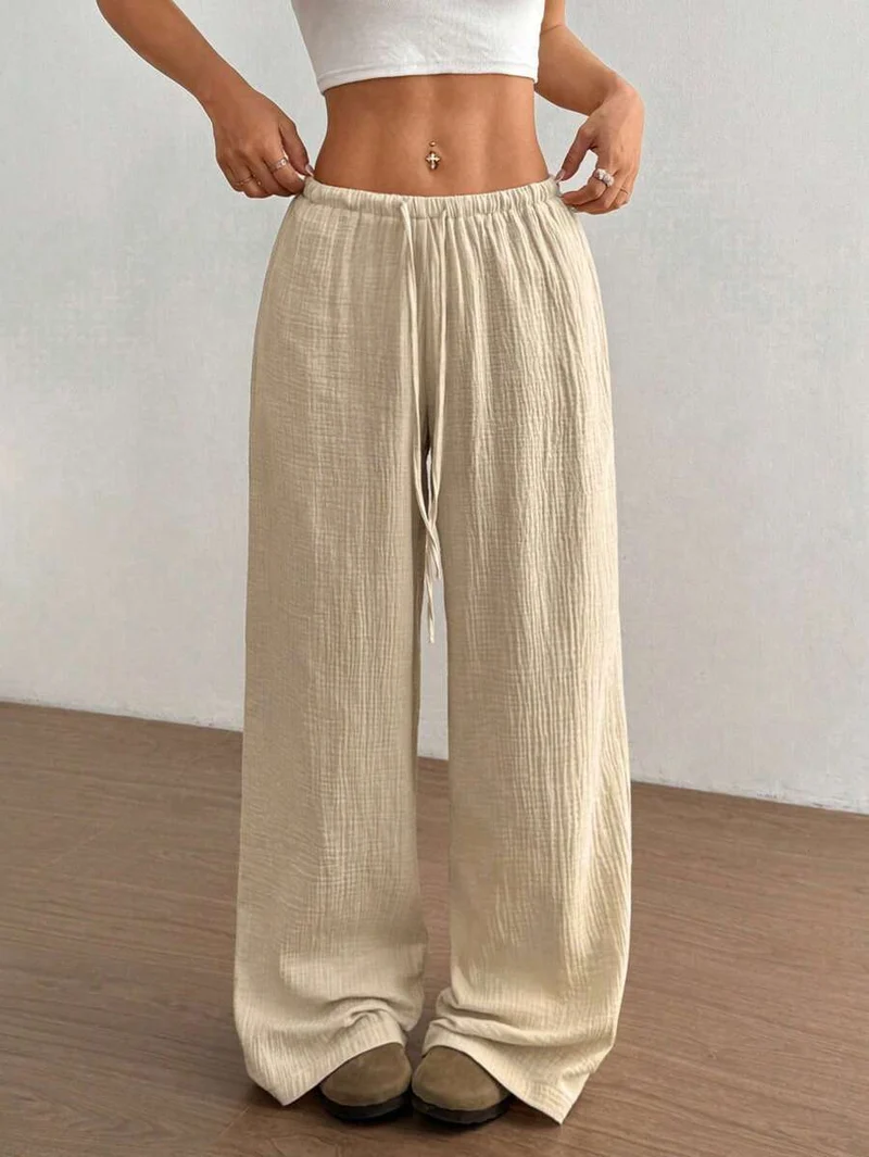 Svenja | Damen Weite Hose Elastischer Bund Kordelzug
