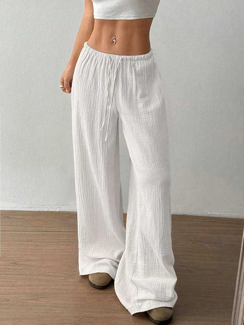 Svenja | Damen Weite Hose Elastischer Bund Kordelzug