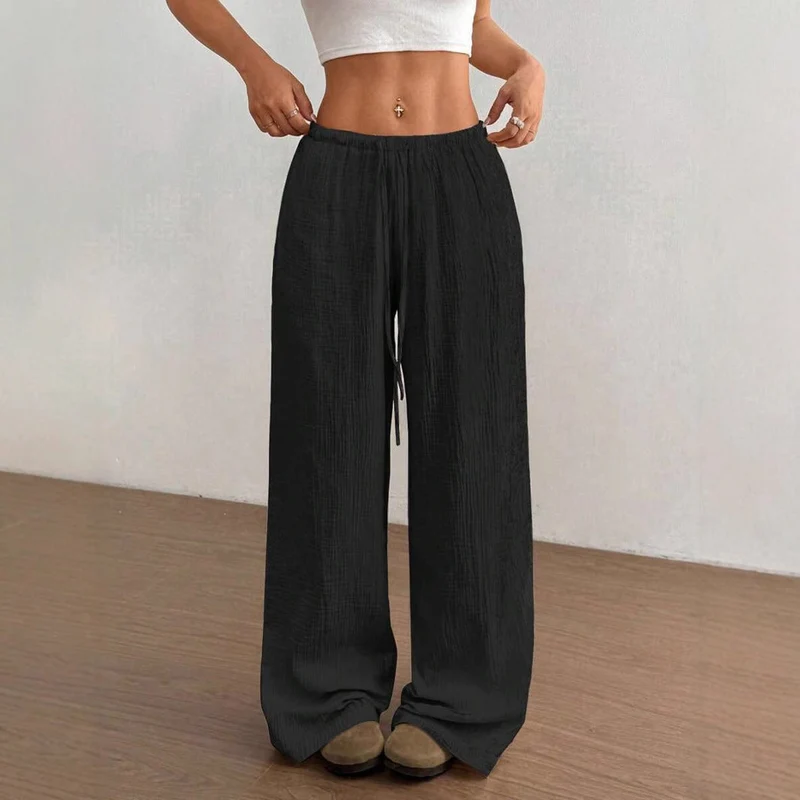 Svenja | Damen Weite Hose Elastischer Bund Kordelzug