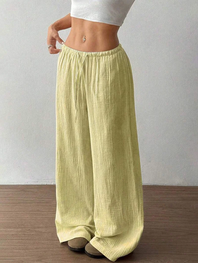 Svenja | Damen Weite Hose Elastischer Bund Kordelzug
