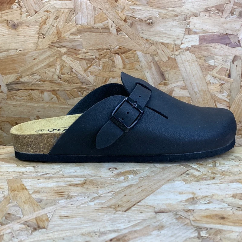 Plakton Herren-Pantoletten Gibraltar aus Leder – Schwarz