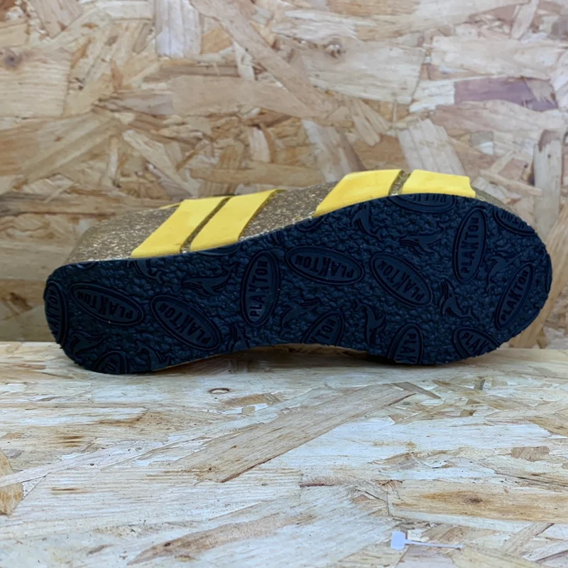 Plakton Damen Rome Hi Keilsandalette aus Nubukleder - Gelb