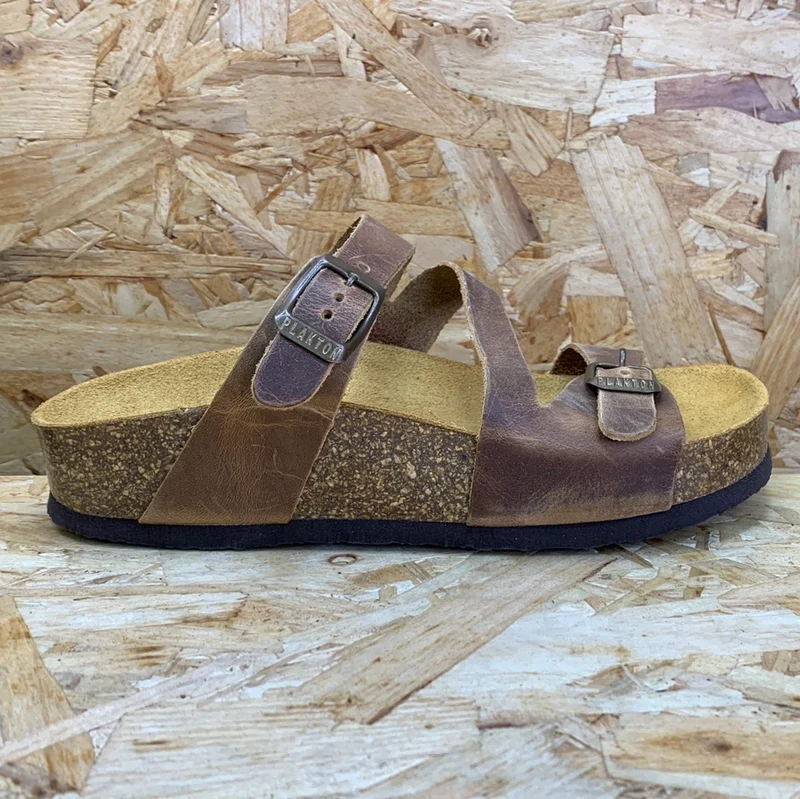Plakton Seville Mid Apure Ledersandale für Damen – Eichenbraun