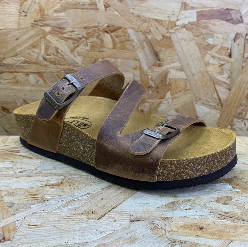 Plakton Seville Mid Apure Ledersandale für Damen – Eichenbraun