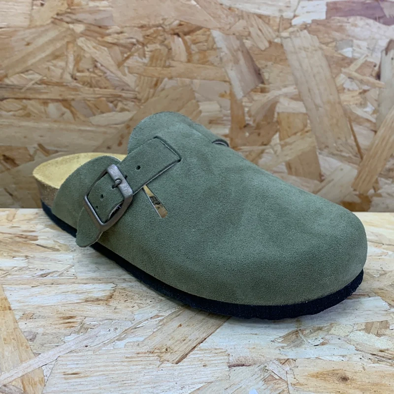 Plakton Gibraltar Leder-Pantoletten für Damen – Khaki