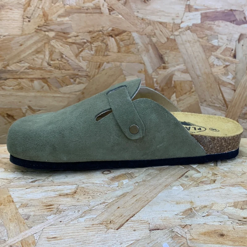 Plakton Gibraltar Leder-Pantoletten für Damen – Khaki