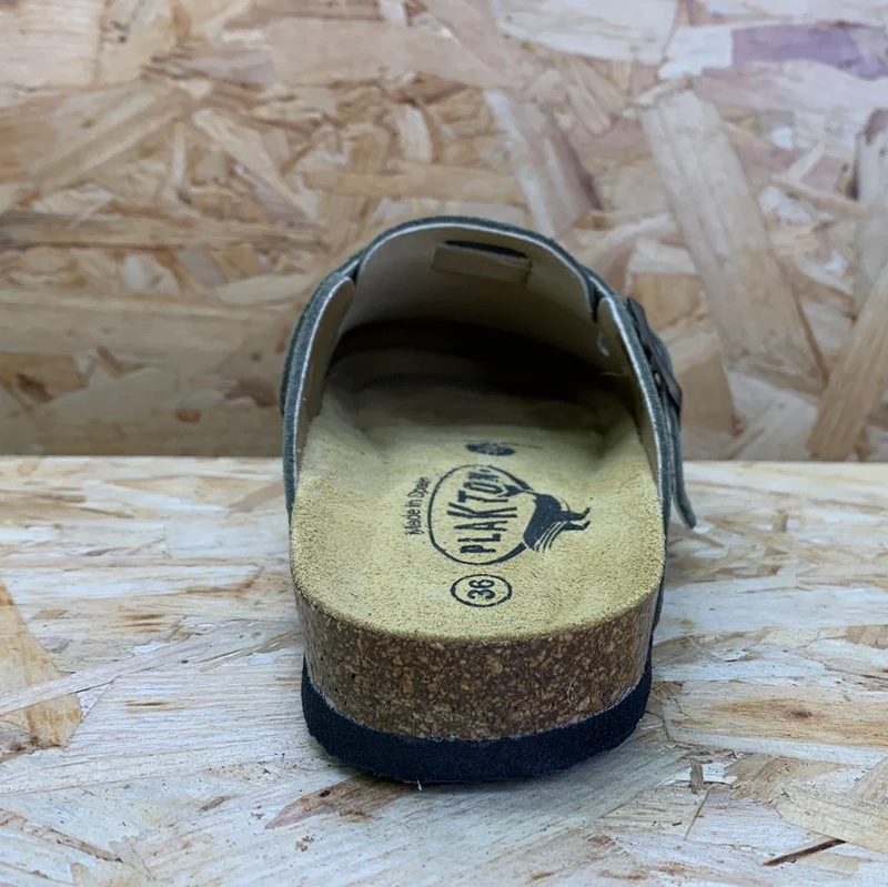 Plakton Gibraltar Leder-Pantoletten für Damen – Khaki