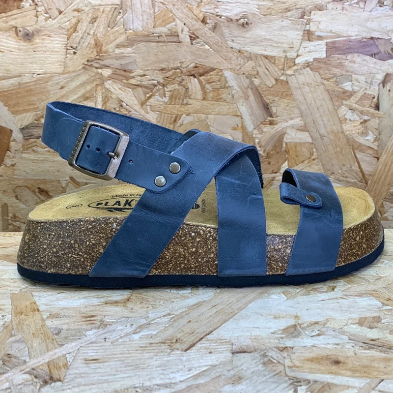 Plakton Delta Quake Apure Leder-Plateausandale für Damen – Marineblau
