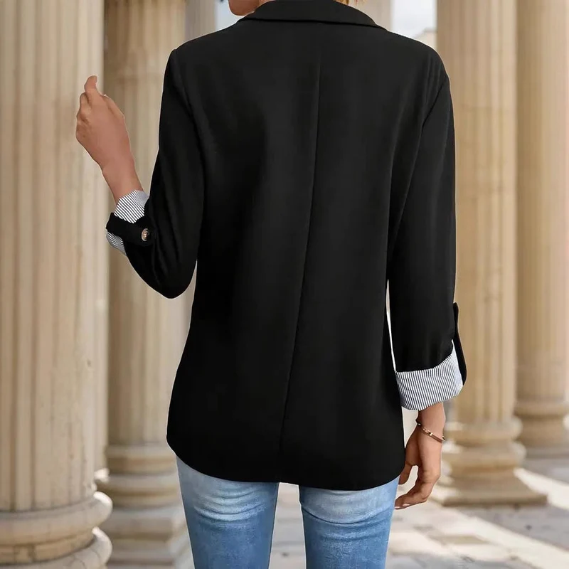 Leandra | Damen Blazer Reverskragen 3/4-Ärmel Streifenaufschlag
