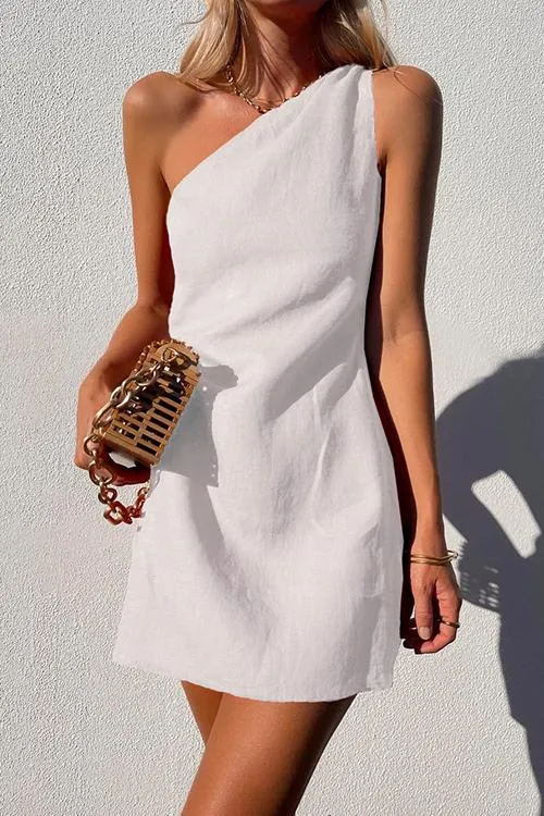 Annika | Damen One-Shoulder Minikleid Ärmellos