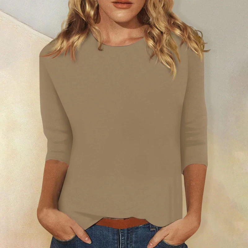 Svenja | Damen 3/4-Arm-Shirt Rundhals Basic Oberteil