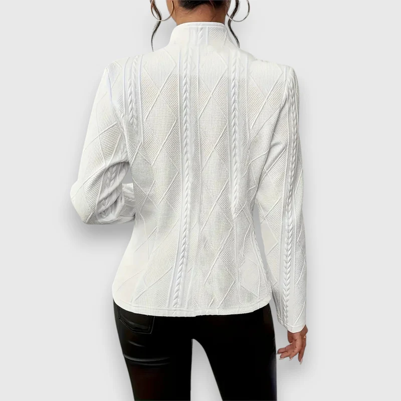 Reina | Damen Troyer Pullover Zopfmuster Langarm Anliegend