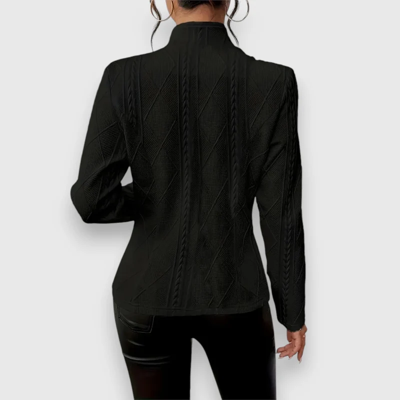 Reina | Damen Troyer Pullover Zopfmuster Langarm Anliegend
