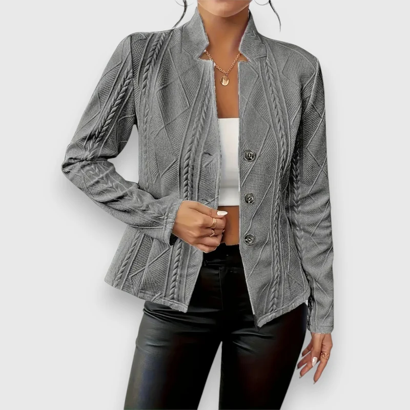 Reina | Damen Troyer Pullover Zopfmuster Langarm Anliegend