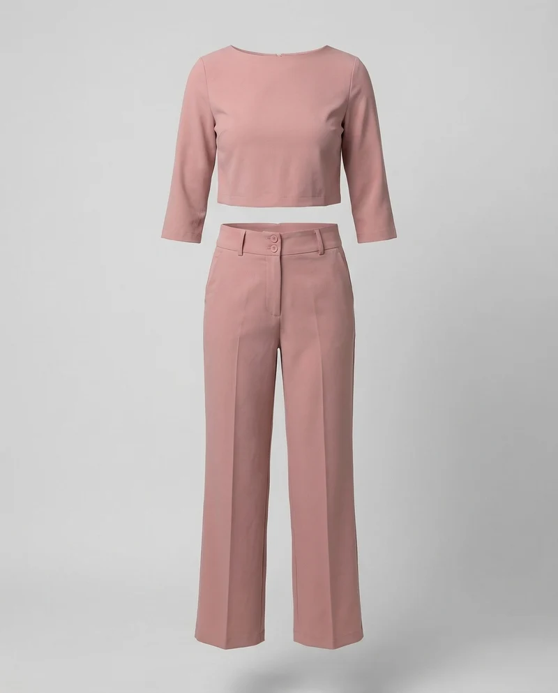 Maiken | Damen Zweiteiler Crop Top Weite Hose Set