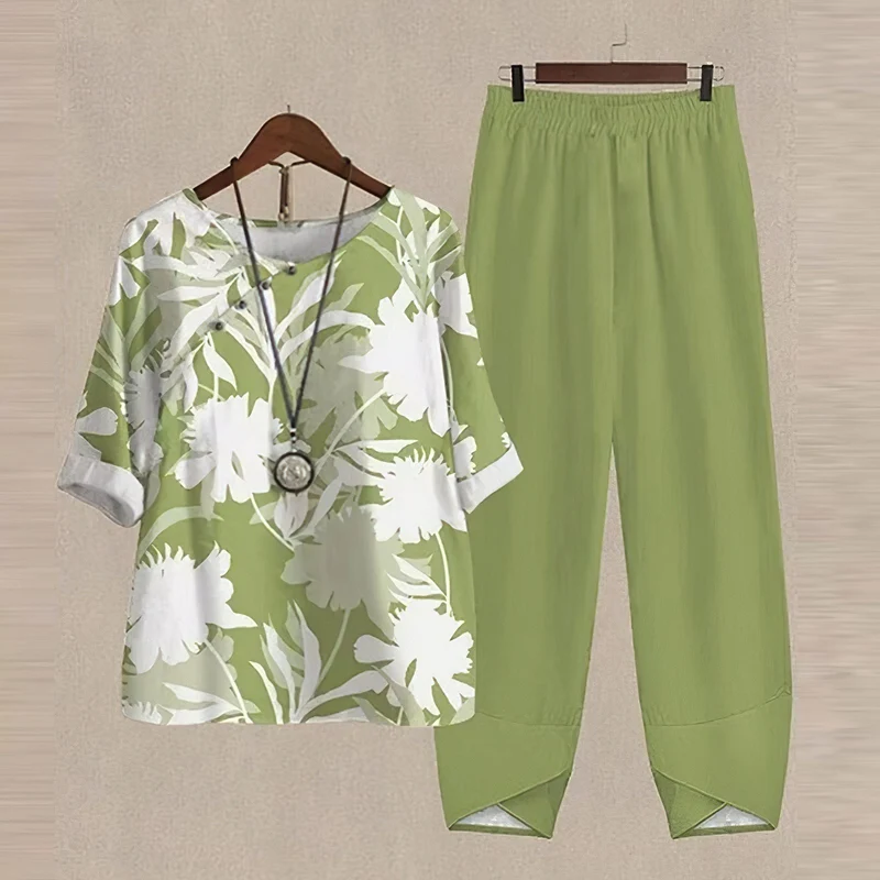 Lisanne | Damen Zweiteiler Set Schmetterlingsprint Hose