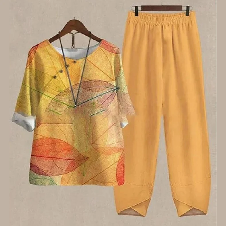 Lisanne | Damen Zweiteiler Set Schmetterlingsprint Hose