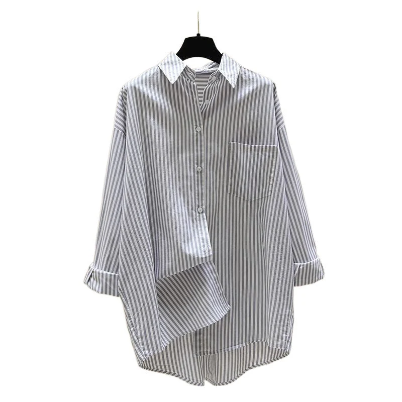 Venka | Damen Gestreiftes Oversize Hemd Langarm