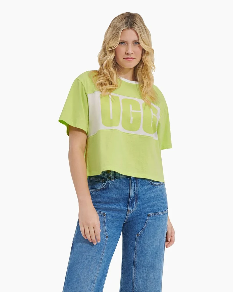UGG Damen Jordene Colourblock Logo T-Shirt – Leuchtendes Grün