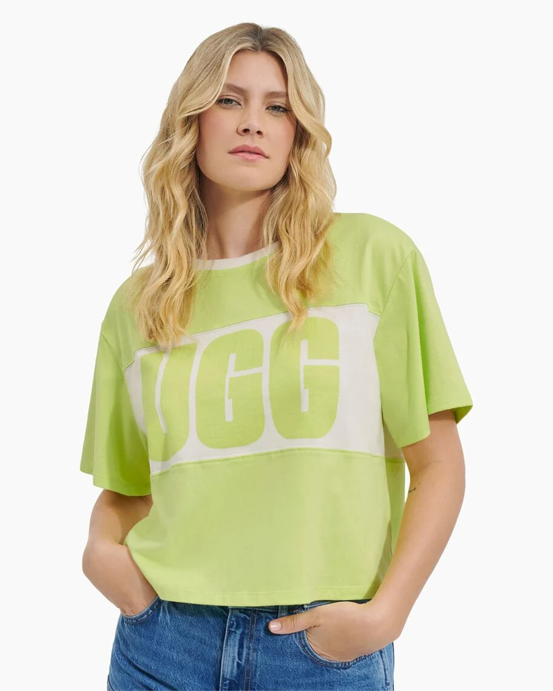 UGG Damen Jordene Colourblock Logo T-Shirt – Leuchtendes Grün