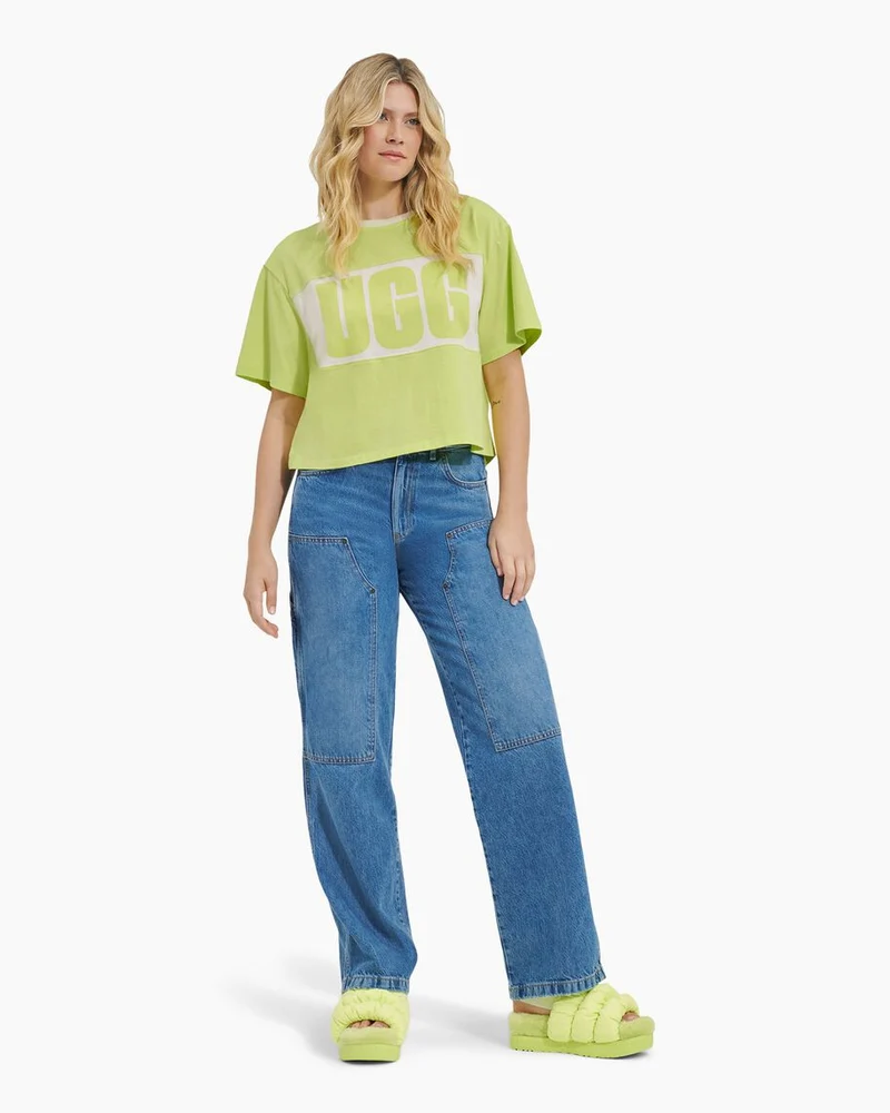 UGG Damen Jordene Colourblock Logo T-Shirt – Leuchtendes Grün