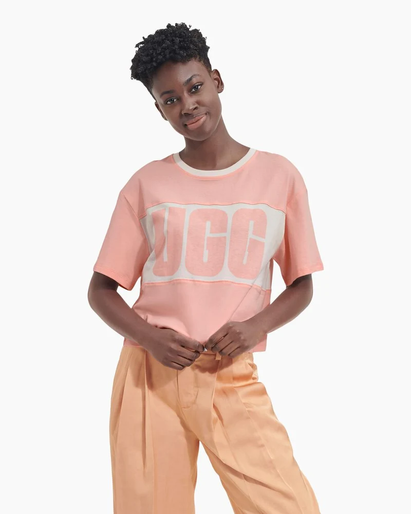 UGG Damen Jordene Colourblock Logo T-Shirt – Pink Opal