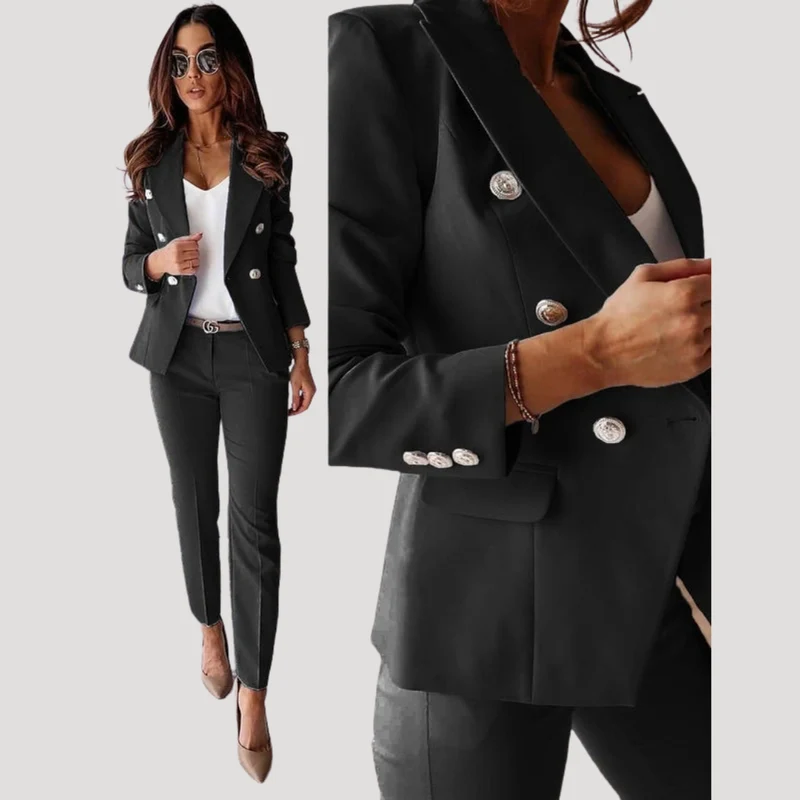 Elske | Damen Zweireiher Blazer Hosenanzug Set