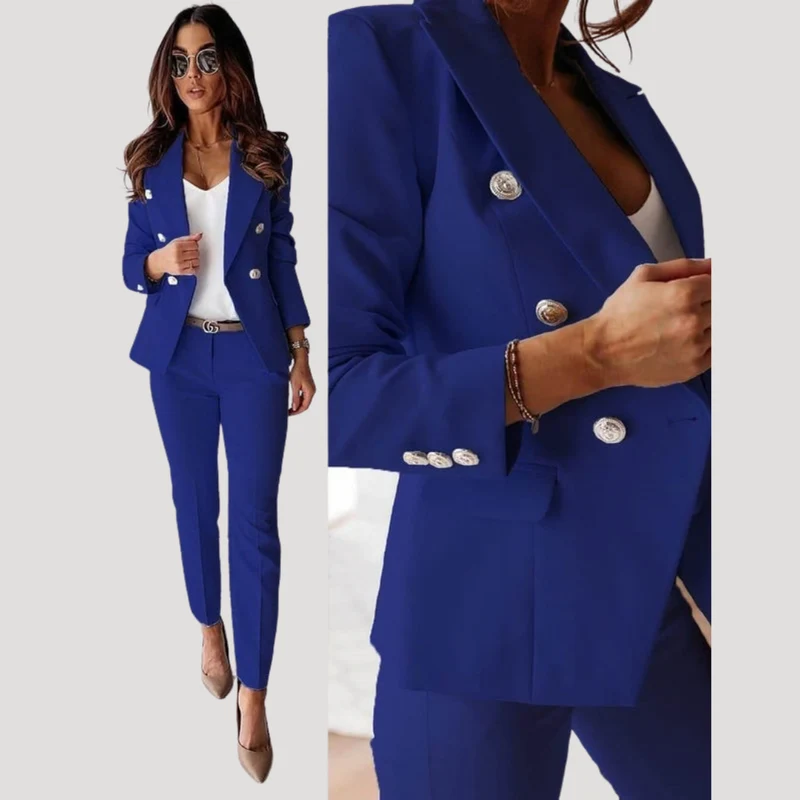 Elske | Damen Zweireiher Blazer Hosenanzug Set