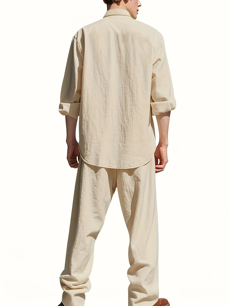 Theron | Herren Stehkragen Zweiteiler Hemd und Hose Set