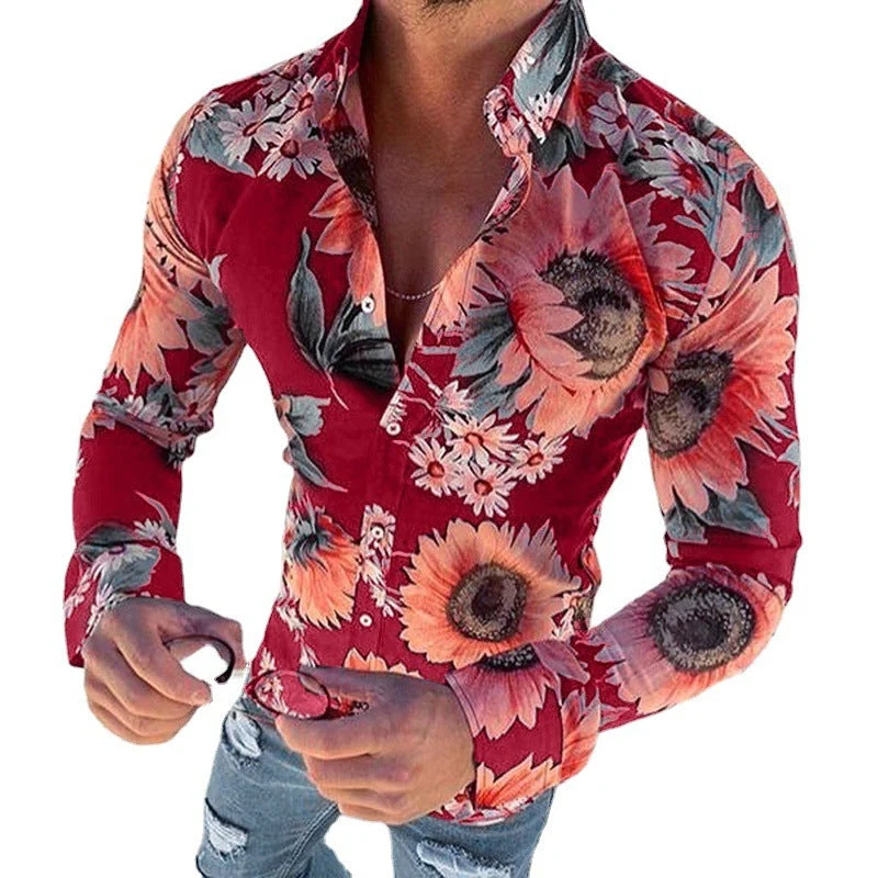 Floriano | Herren Langarm Hemd mit Blumenmuster