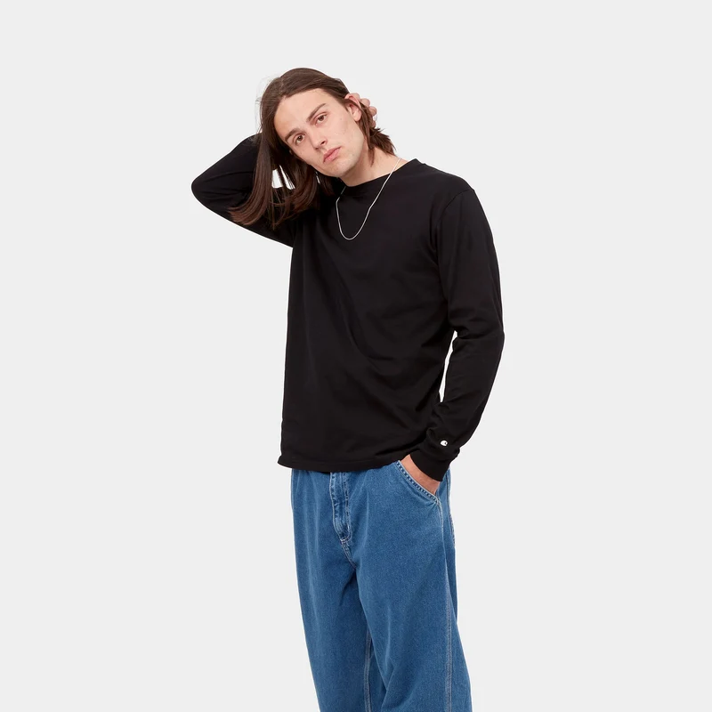 Carhartt WIP Herren Base Langarm-T-Shirt – Schwarz