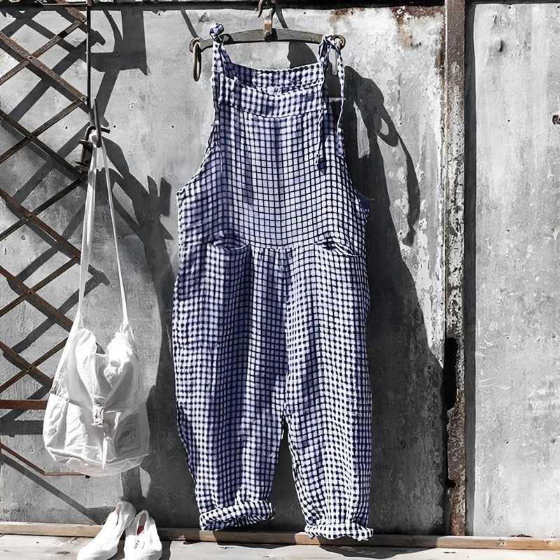 Marike | Damen Gestreifte Weite Latzhose mit Taschen
