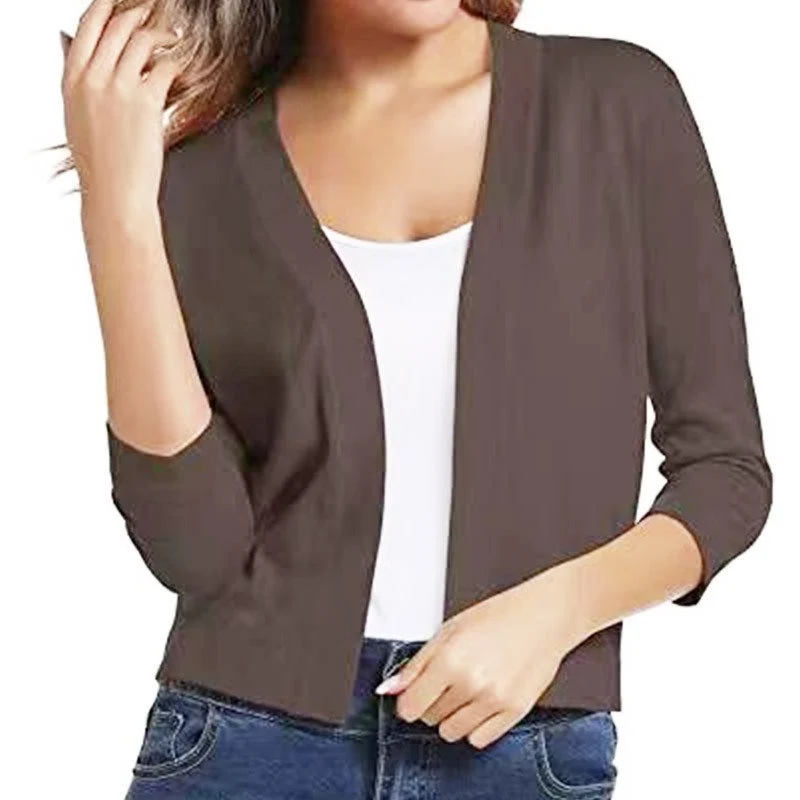 Thordis | Damen Strickjacke Offene Front 3/4 Arm