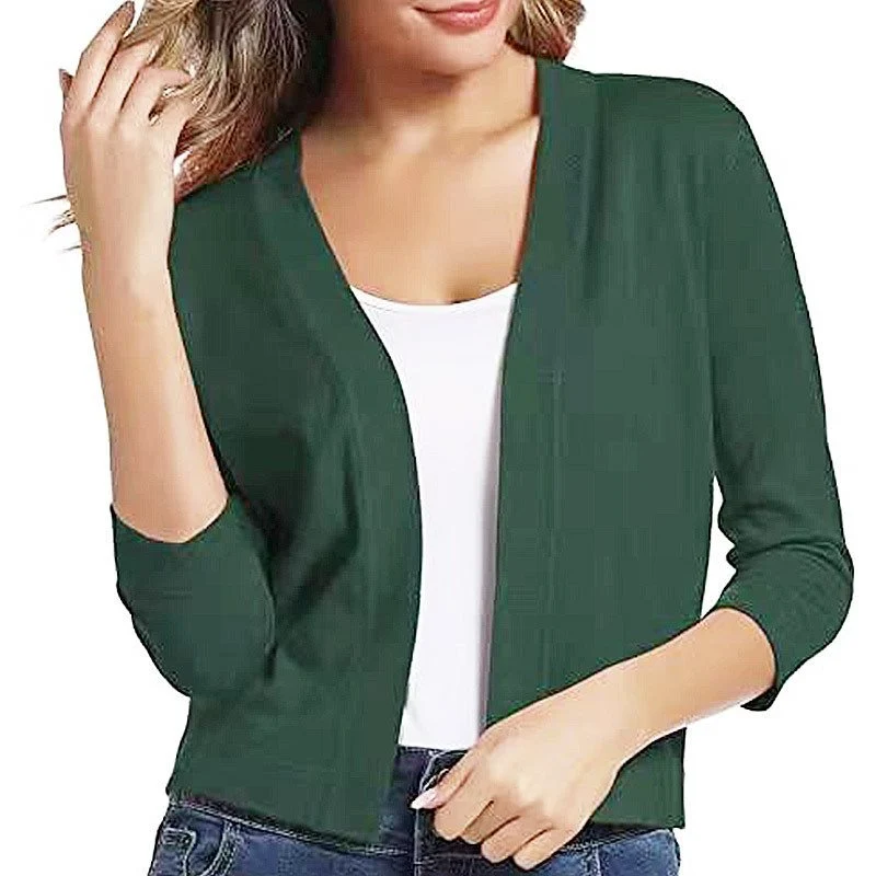 Thordis | Damen Strickjacke Offene Front 3/4 Arm