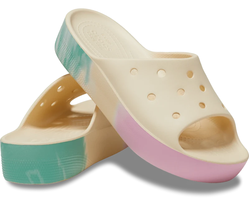 Crocs Klassische Unisex-Plateau-Ombre-Slipper – Vanille