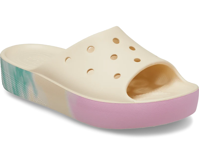 Crocs Klassische Unisex-Plateau-Ombre-Slipper – Vanille