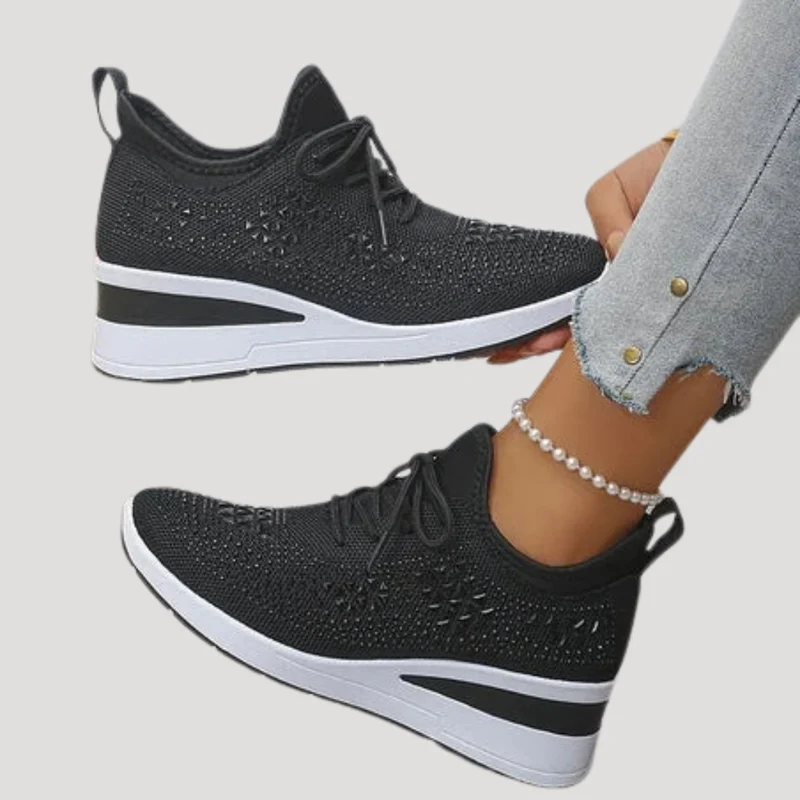 Lirenne | Damen Glitzer Sneaker mit Strasssteinen Plateau